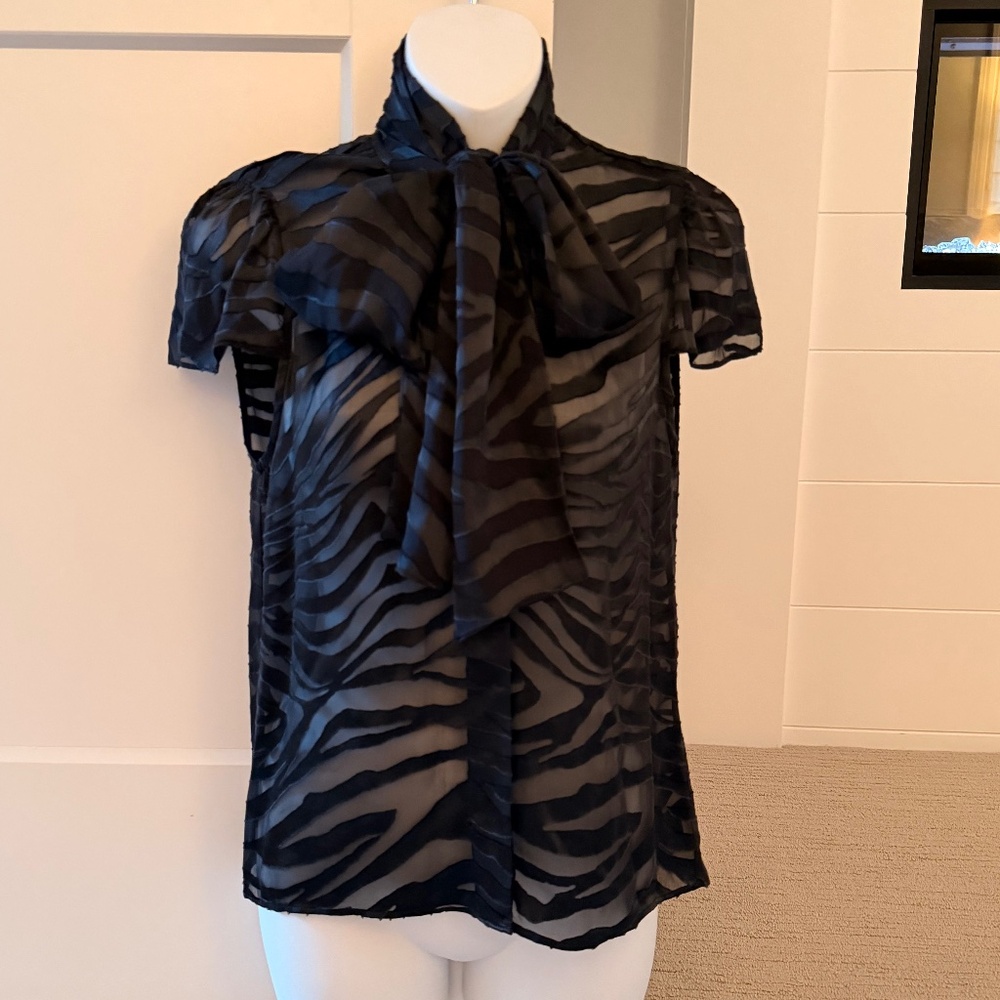 ALICE + OLIVIA Gorgeous Emerald & Blk Bow Neck Cap Sleeve Sz M NWT $375!!